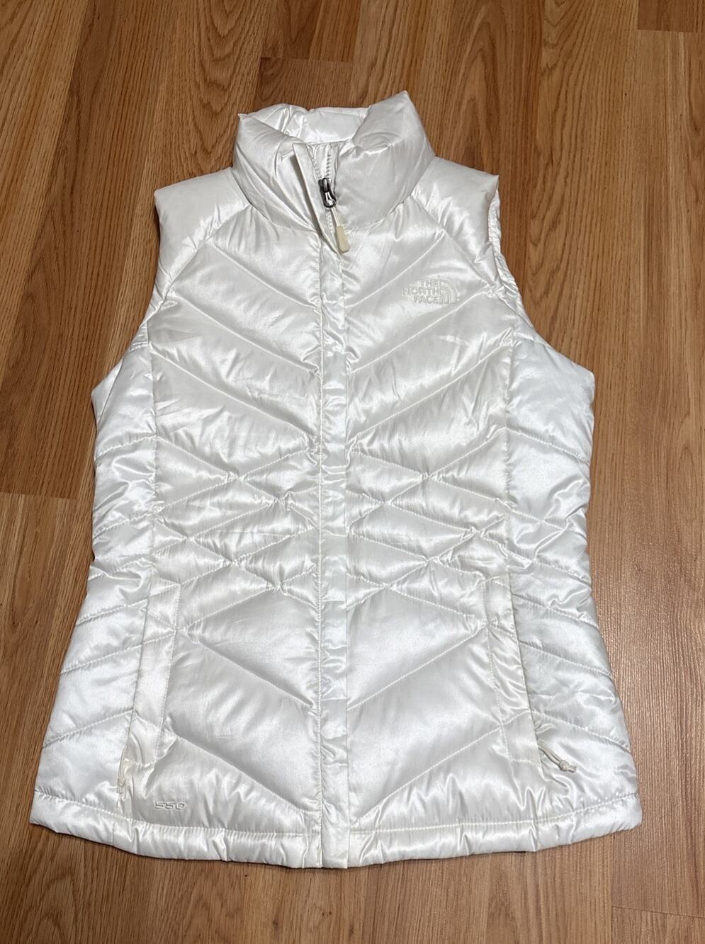 The North Face Women’s Small White 550 Down Vest Full Zip Puffer Coat